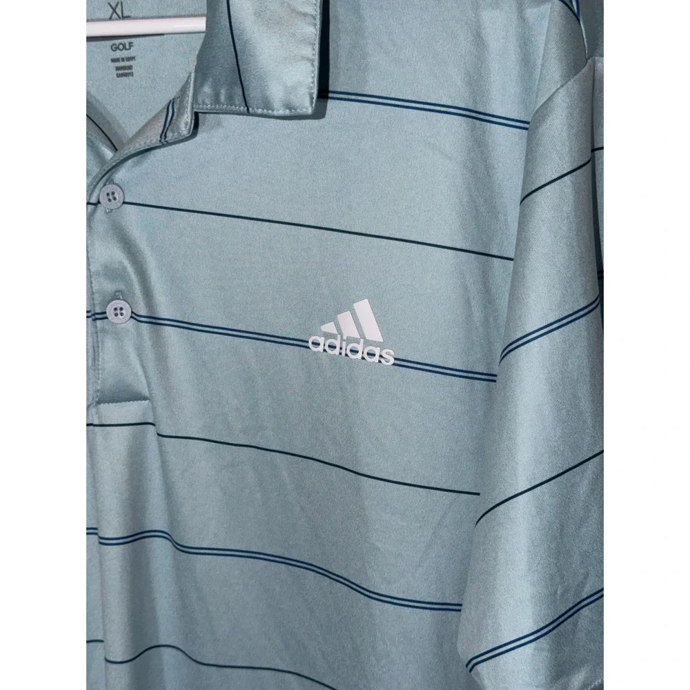 Adidas Golf Mens XL Blue Striped Short Sleeve Performance Polo Shirt